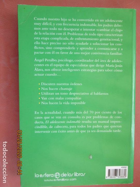 Libros: EL ADOLESCENTE INDOMABLE - &Aacute;NGEL PERALBO - LA ESFERA DE LOS LIBROS 1&ordf; ED. 2009. - Foto 2
