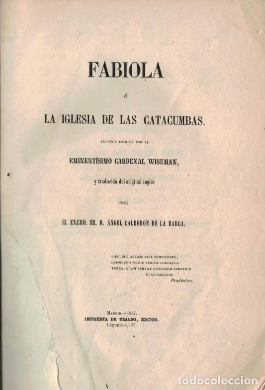 Libros: FABIOLA &Oacute; LA IGLESIA DE LAS CATACUMBAS - Wiseman. Cardenal - Foto 3