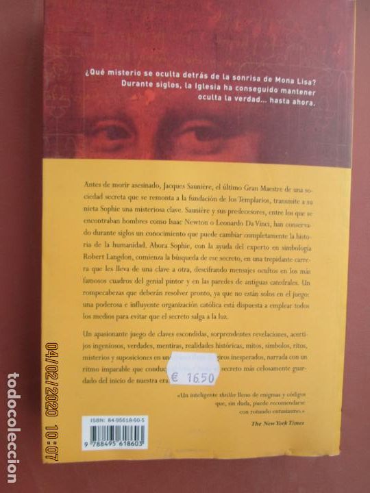 Libros: EL CODIGO DA VINCI  - DAN BROWN - EDICIONES URANO 2003. - Foto 2