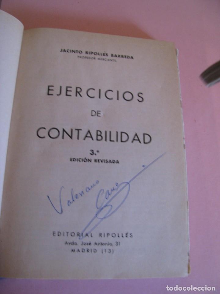 Libros: EJERCICIOS DE CONTABILIDAD. JACINTO RIPOLL&Eacute;S BARREDA. 3 EDICION. - Foto 2