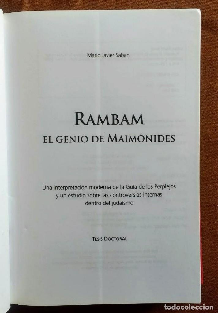 Libros: RAMBAM. EL GENIO DE MAIM&Oacute;NIDES - MARIO JAVIER SABAN. - Foto 3