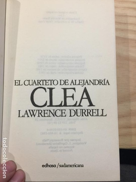 Libros: El cuarteto de Alejandr&iacute;a. Clea - Lawrence Durrell - Foto 2