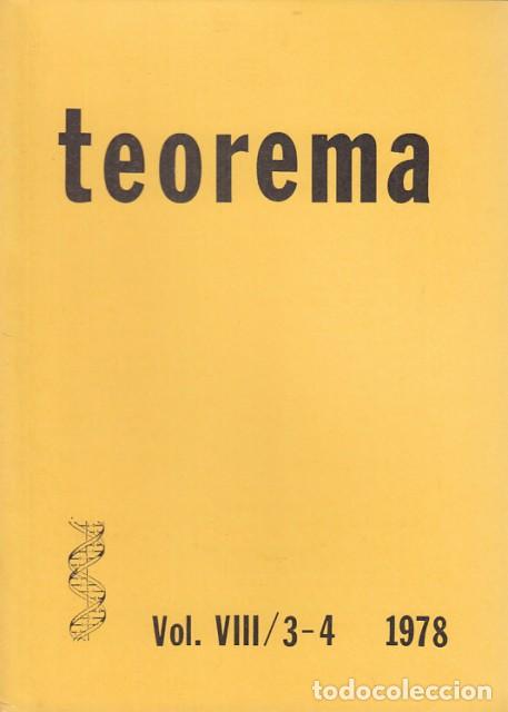 Libros: TEOREMA. VOL. VIII/3-4 - UNIVERSIDAD DE VALENCIA - Foto 1