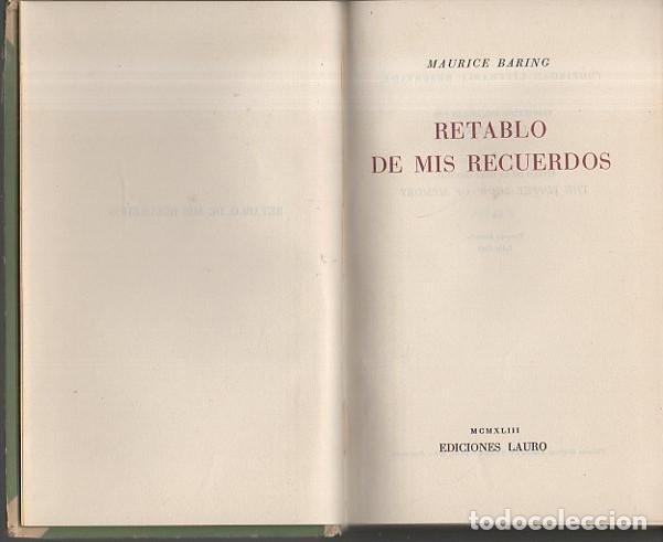 Libros: RETABLO DE MIS RECUERDOS. - BARING, Maurice. - Foto 1