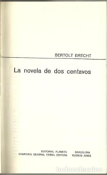 Libros: LA NOVELA DE DOS CENTAVOS. - BRECHT, Bertolt. - Foto 1