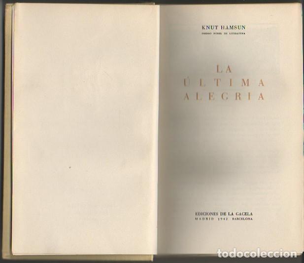 Libros: LA ULTIMA ALEGRIA. - HAMSUM, Knut. - Foto 1