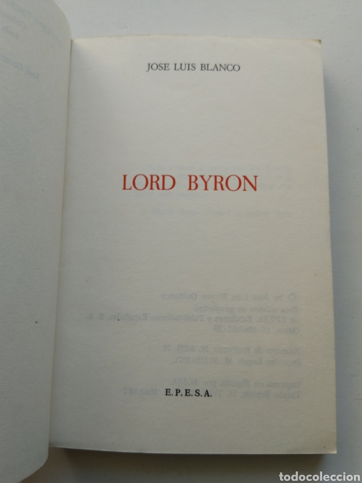 Libros: LORD BYRON/JOS&Eacute; LUIS BLANCO - Foto 2