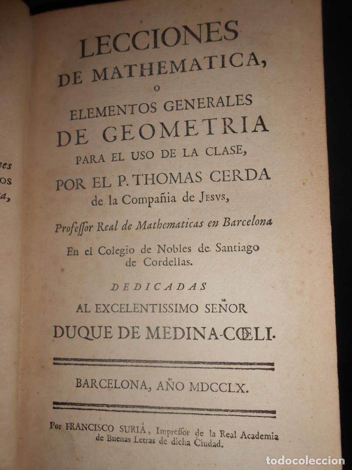Libros: CERDA, Thomas.- - Lecciones de mathem&aacute;tica, o elementos generales de Geometr&iacute;a. - Foto 1