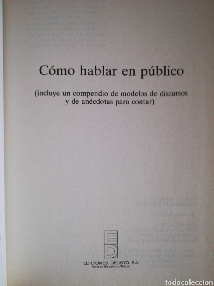 Libros: COMO HABLAR EN P&Uacute;BLICO. EDICIONES DEUSTO. - Foto 2