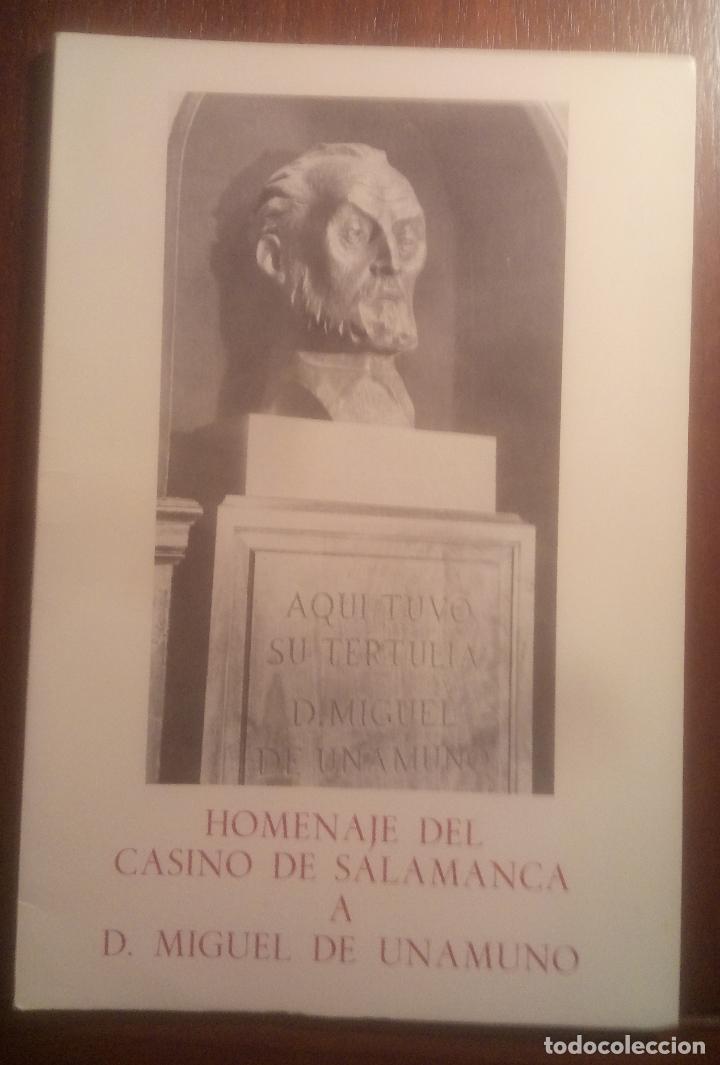 Libros: HOMENAJE DEL CASINO DE SALAMANCA A D. MIGUEL DE UNAMUNO.