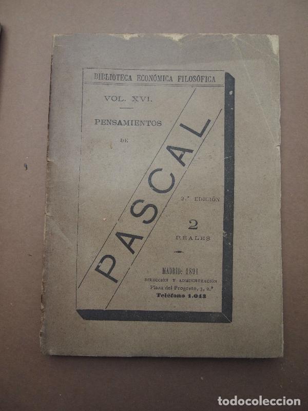 Libros: Pensaminetos de... Trad. de Isidro G. y Gonz&aacute;lez. - Pascal, Blas. - Foto 1
