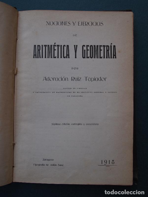 Libros: Nociones y Ejercicios de Aritm&eacute;tica y Geometr&iacute;a. S&eacute;ptima edici&oacute;n corregida y aumentada. - Ruiz Tapi - Foto 1