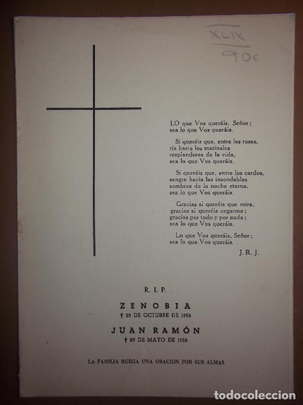 Libros: Recordatorio Necral&oacute;gico de ZENOBIA Y JUAN RAM&Oacute;N JIM&Eacute;NEZ. - (Juan Ram&oacute;n)