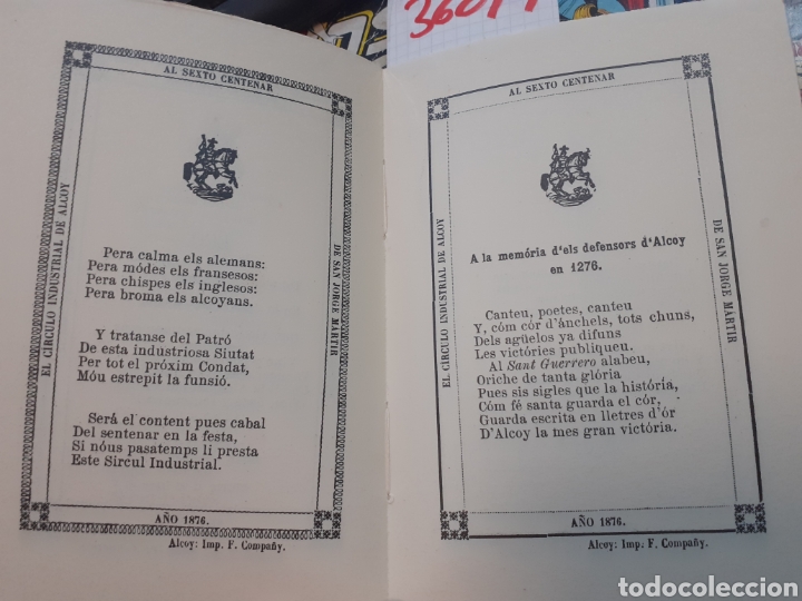 Libros: ALELUYAS DEL SEXTO CENTENARIO. Alcoy - LIBRERIA LLORENS. - Foto 2
