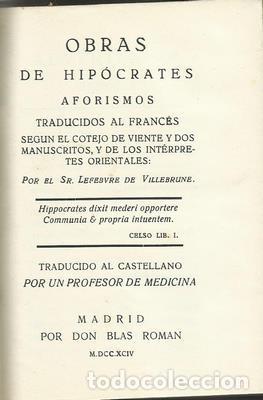 Libros: Obras de hip&oacute;crates. Aforismos - HIPOCRATES - Foto 2
