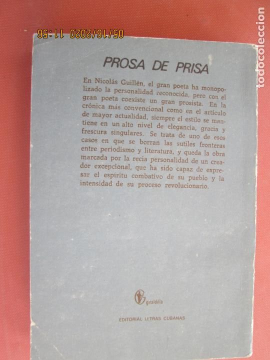 Libros: PROSA DE PRISA - NICOLAS GUILLEN 1987 - Foto 2