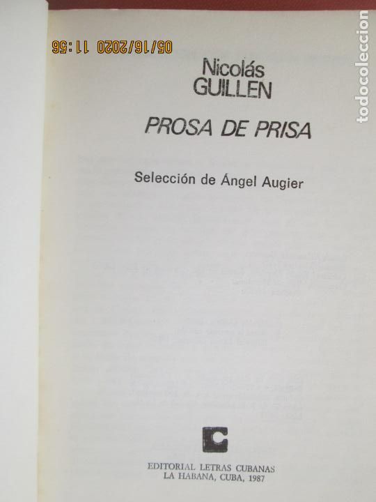 Libros: PROSA DE PRISA - NICOLAS GUILLEN 1987 - Foto 3