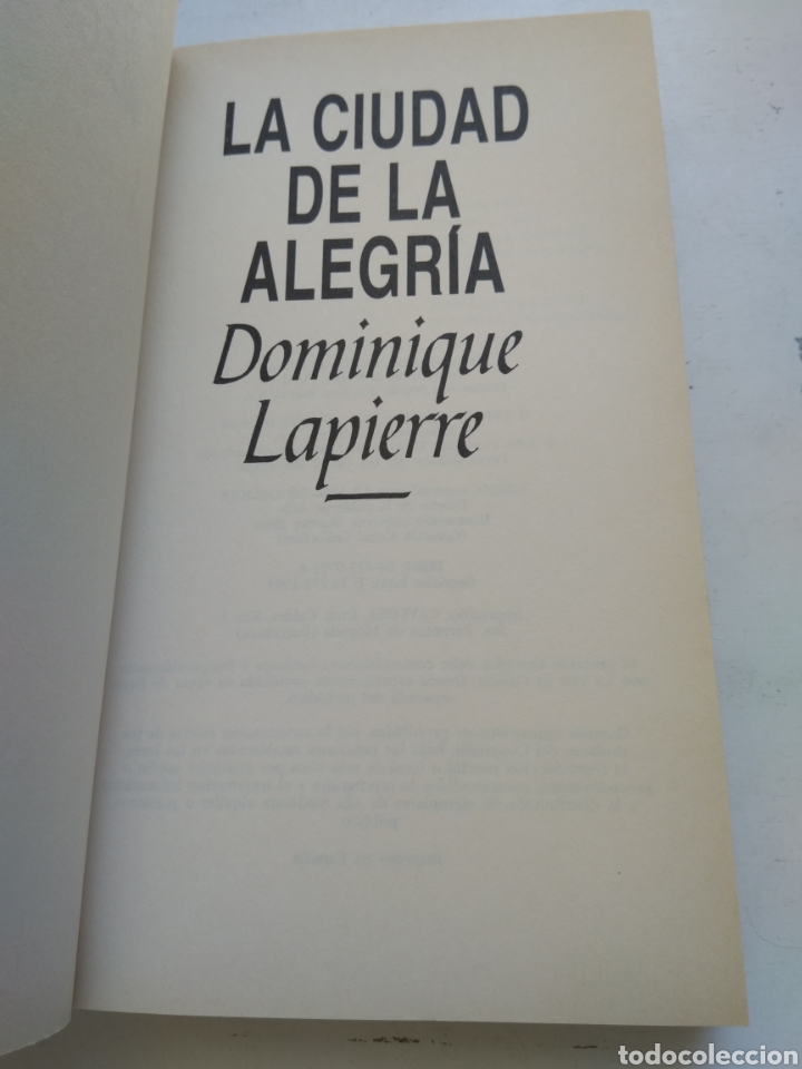 Libros: LA CIUDAD DE LA ALEGR&Iacute;A/DOMINIQUE LAPIERRE - Foto 2