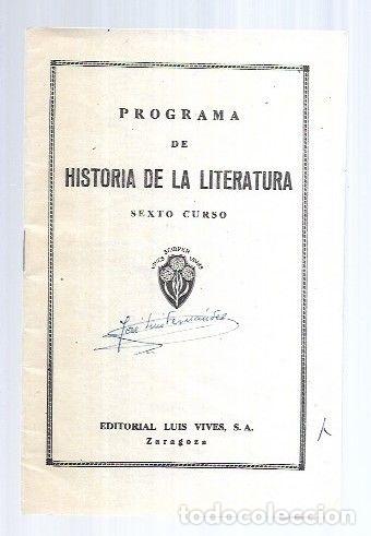Libros: PROGRAMA DE HISTORIA DE LA LITERATURA (SEXTO CURSO) - EDELVIVES - Foto 2