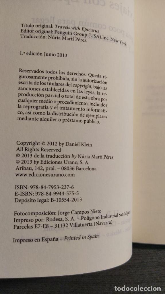 Libros: MIS VIAJES CON EPICURO. DANIEL KLEIN. Editorial: URANO - Foto 4