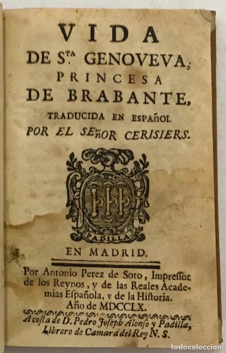 Libros: VIDA DE STA. GENOVEVA, PRINCESA DE BRAVANTE. - Foto 1