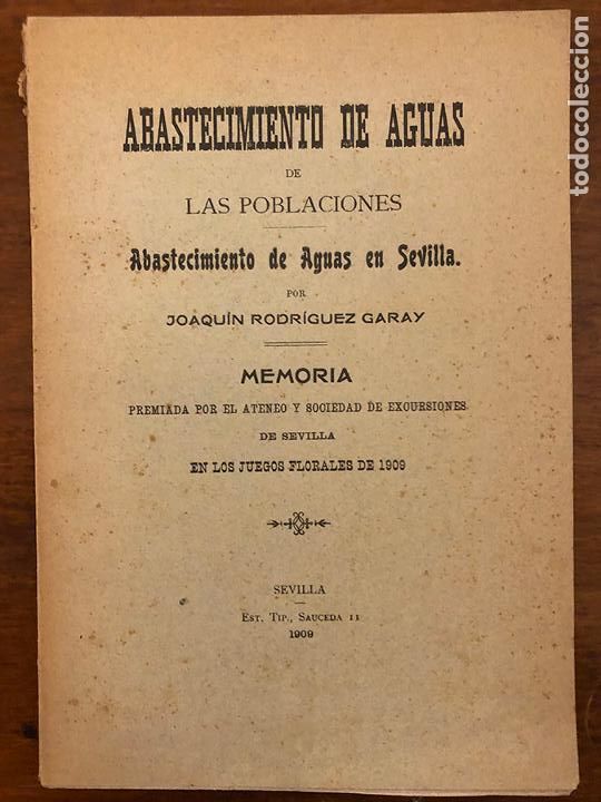 books: Abastecimiento de aguas en Sevilla. Abastecimiento de aguas de las poblaciones. Memoria premiada por