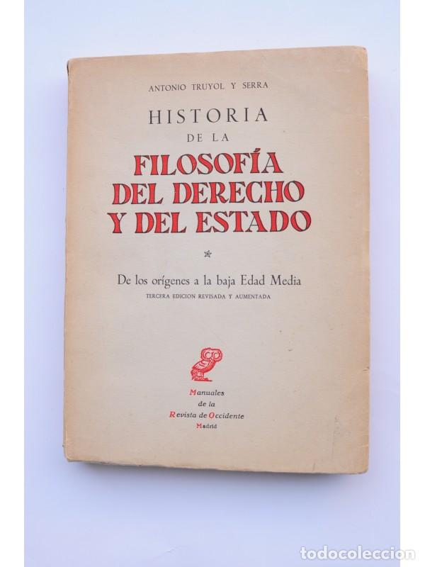 Libros: Historia de la filosof&iacute;a del derecho y del Estado. De los or&iacute;genes a la baja Edad Media - TRUYO Y SE