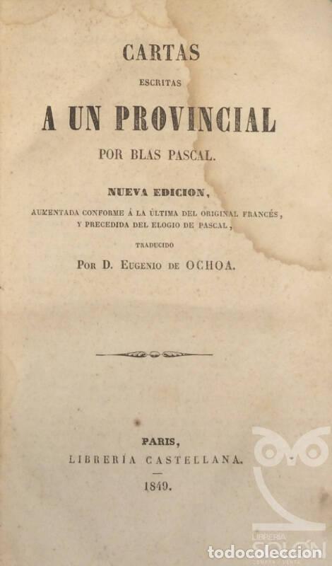 Libros: Cartas escritas a un provincial - Blas Pascal - Foto 118