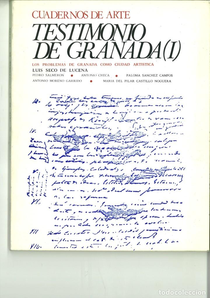 Libros: CUADERNOS DE ARTE TESTIMONIO DE GRANADA (I). Luis Seco de Lucena y Otros.