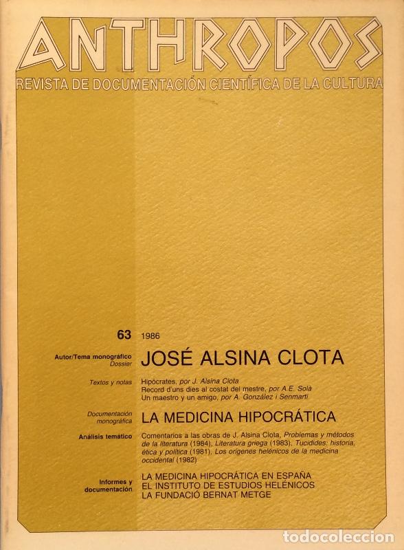 Libros: Anthropos. N&ordm; 63 / 1986 - Aa. Vv. - Foto 1