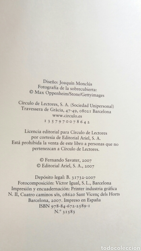 Libros: La vida eterna. Fernando Savater. C&iacute;rculo de lectores, 2007. - Foto 8