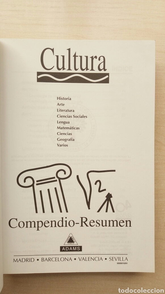 Libros: Cultura. Compendio Resumen. Centro de estudios Adams, 1999. - Foto 5