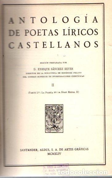 Libros: Antolog&iacute;a de poetas l&iacute;ricos castellanos II. (Parte 1&ordf;: La poes&iacute;a en la Edad Media, II) - Men&eacute;ndez Pe