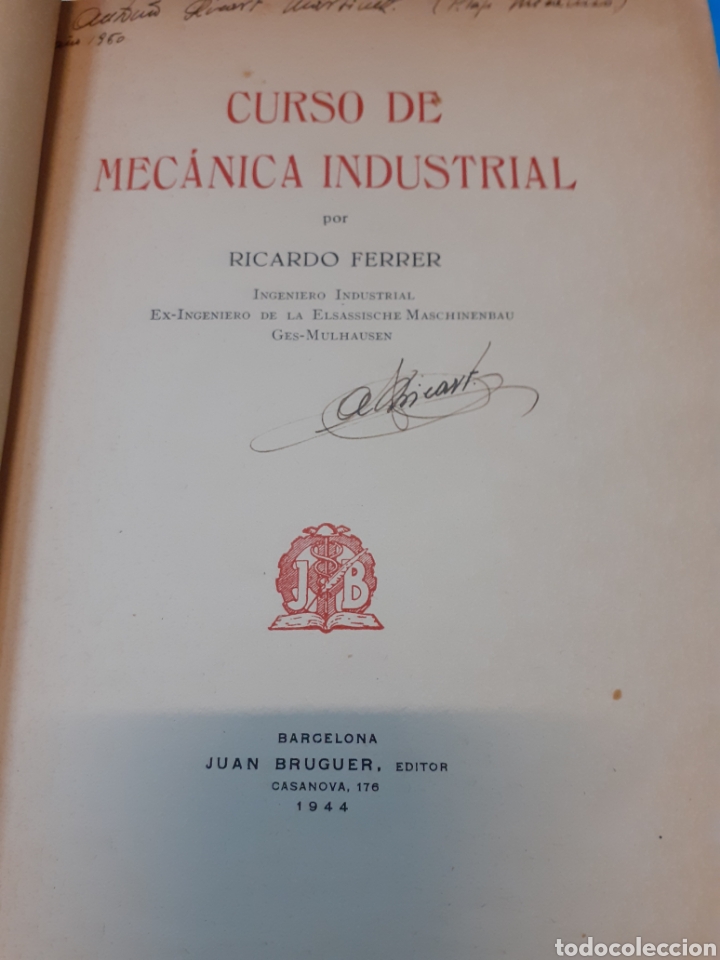 Libros: CURSO DE MECANICA INDUSTRIAL - FERRER,Ricardo - Foto 3