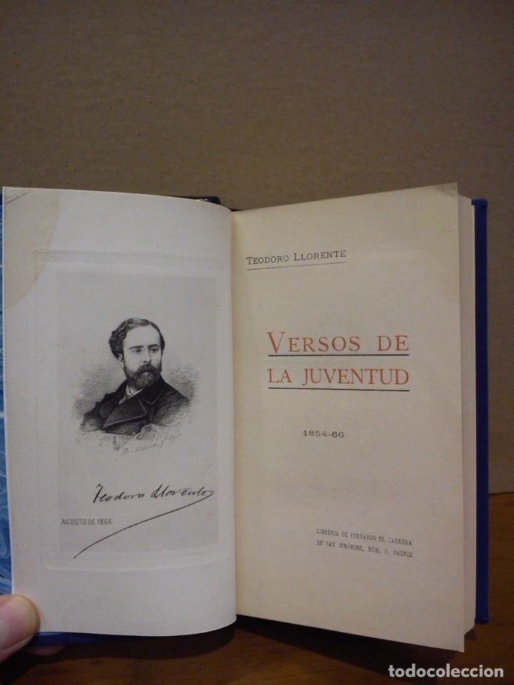 Libros: LLORENTE, Teodoro - Versos de la juventud (1854-66) - Foto 2