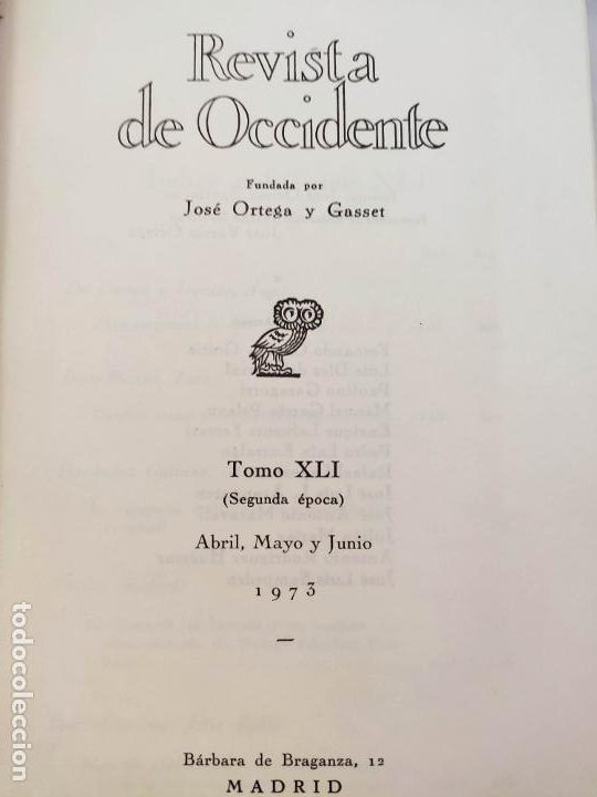 Libros: REVISTA OCCIDENTE TOMO 41, ABRIL MAYO Y JUNIO 1973 - Foto 3