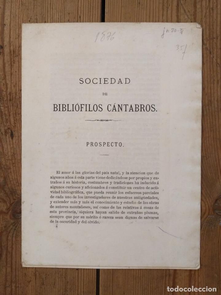 Libri di seconda mano: LA SOCIEDAD DE BIBLI&Oacute;FILOS C&Aacute;NTABROS. Prospecto.
