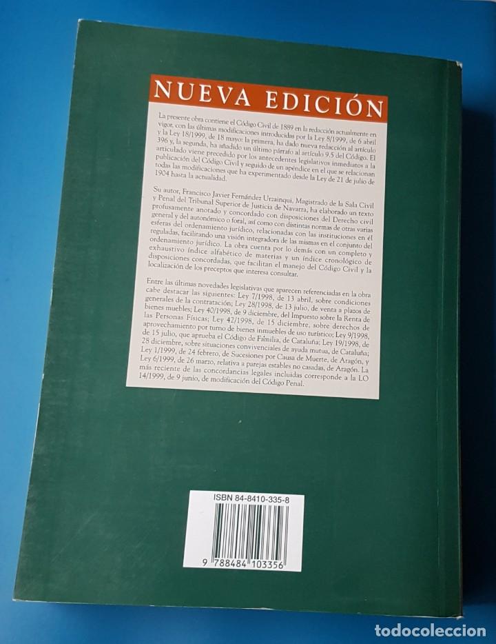 Libros: C&oacute;digo Civil. Edici&oacute;n septiembre 1999. Editorial Adanzari. - Foto 2
