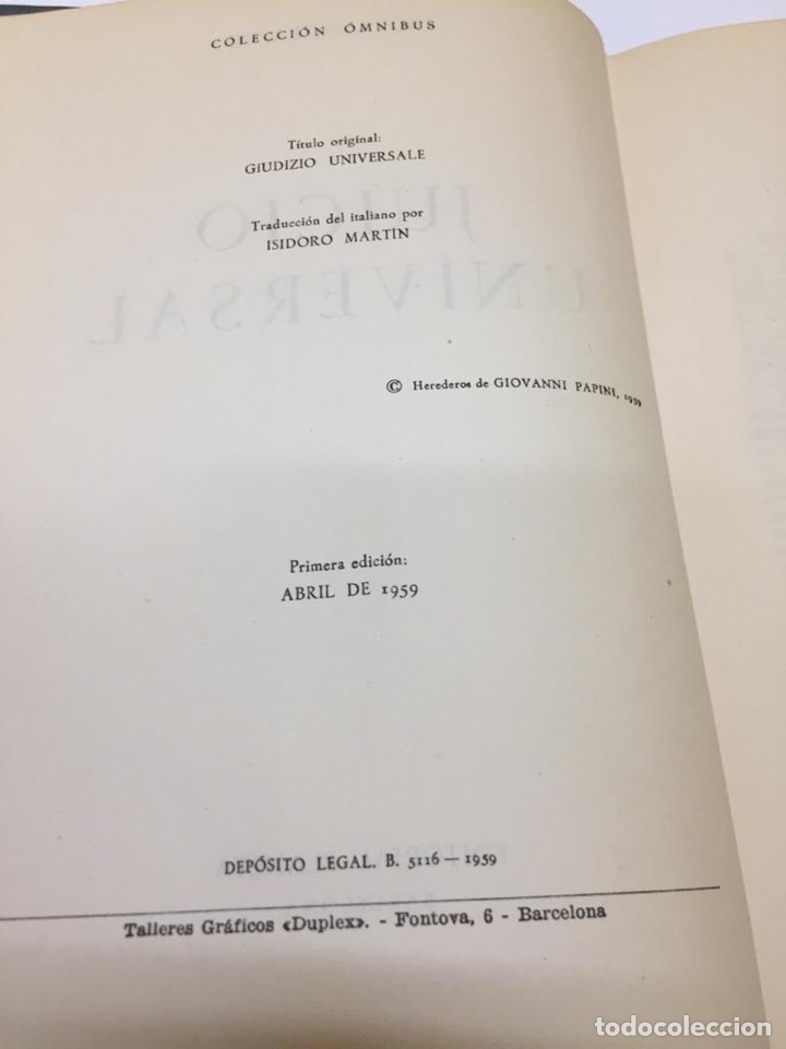 Libros: Juicio Universal Giovanni Papini 1&ordf; edici&oacute;n 1959 - Foto 2