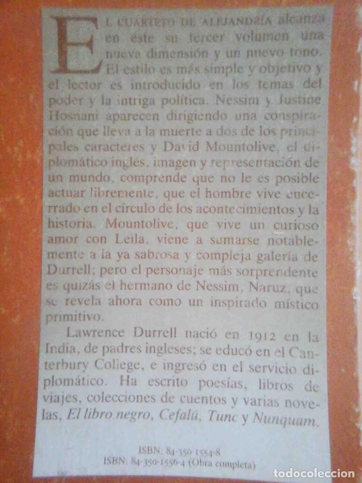 Libros: Mountolive (Lawrence Durrell) El cuarteto de Alejandr&iacute;a. Edhasa 1986 - Foto 4