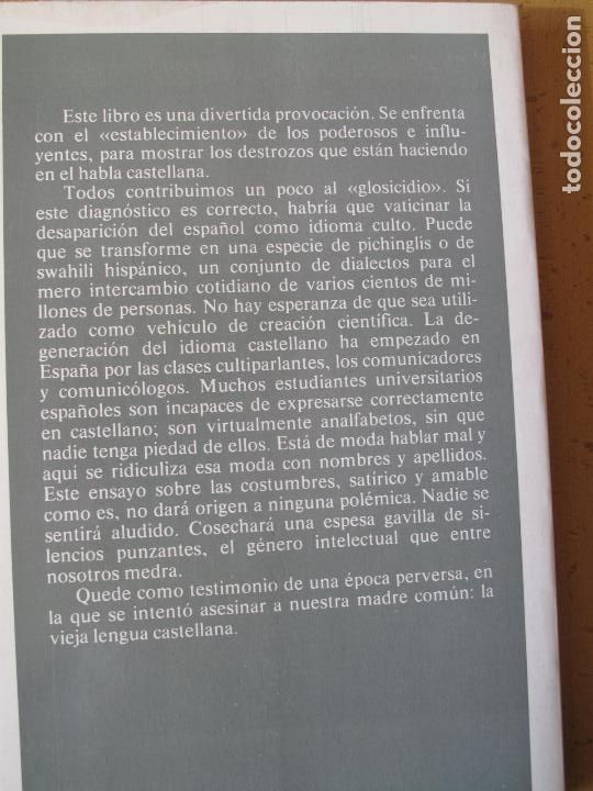 Libros: LA PERVERSI&Oacute;N DEL LENGUAJE.- AMANDO DE M&Iacute;GUEL. - ESPASA-CALPE. 1985 - Foto 2