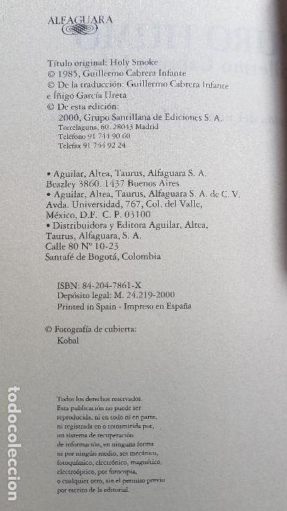 Libros: PURO HUMO - G. CABRERA INFANTE - Foto 2
