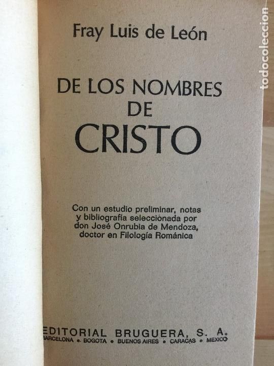 Libros: De los nombres de cristo - Fray Luis de Leon - Foto 4