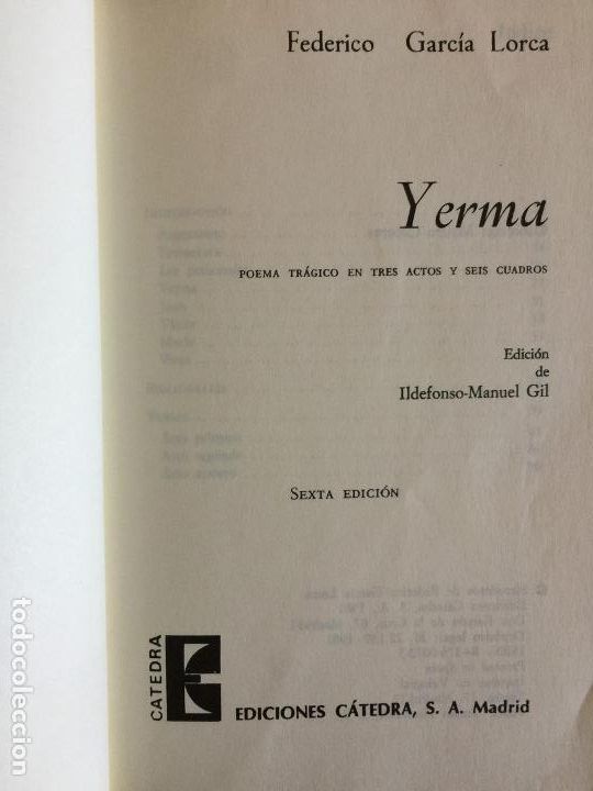 Libros: Yerma - Federico Garcia Lorca - Foto 5