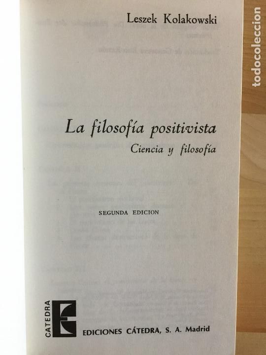 Libros: La filosofia positivista - Leszek Kolakowski - Foto 2