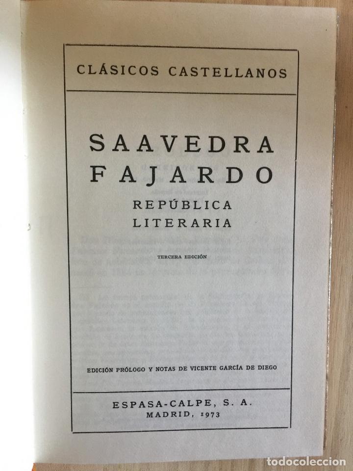 Libros: Republica literaria - Saavedra Fajardo - Foto 3