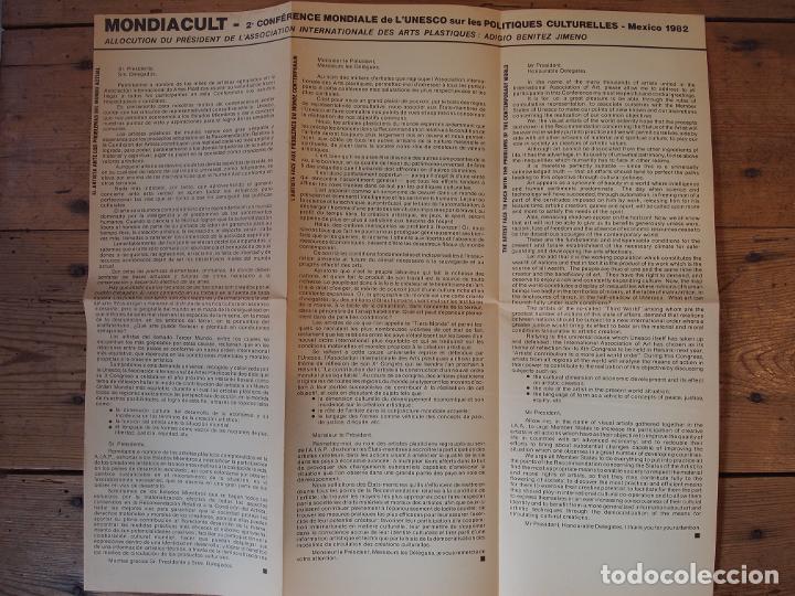 Libri di seconda mano: MONDIACULT. 2&ordf; CONN&Eacute;RENCE MONDIALE DE LUNESCO sur les POLITIQUES CULTURELLES. Mexico 1982. Allocu