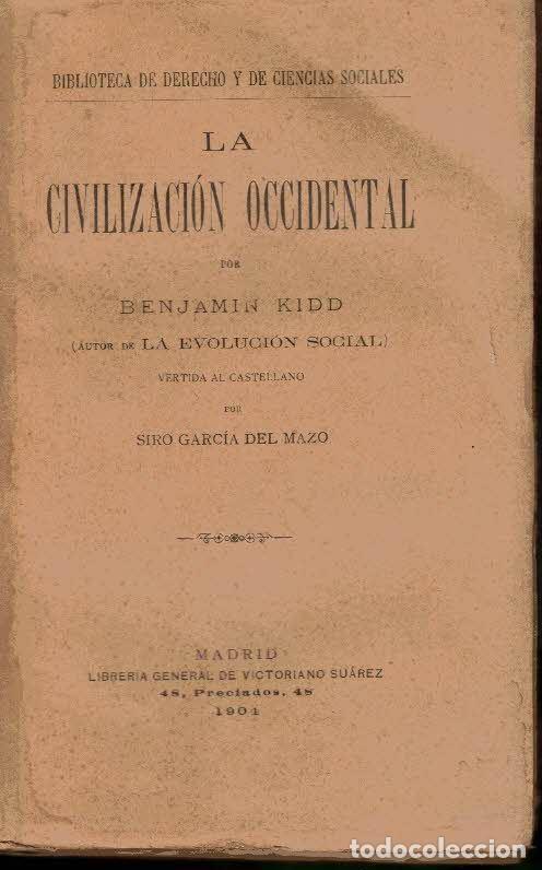Libros: LA CIVILIZACION OCCIDENTAL. - KIDD, Benjamin. - Foto 1