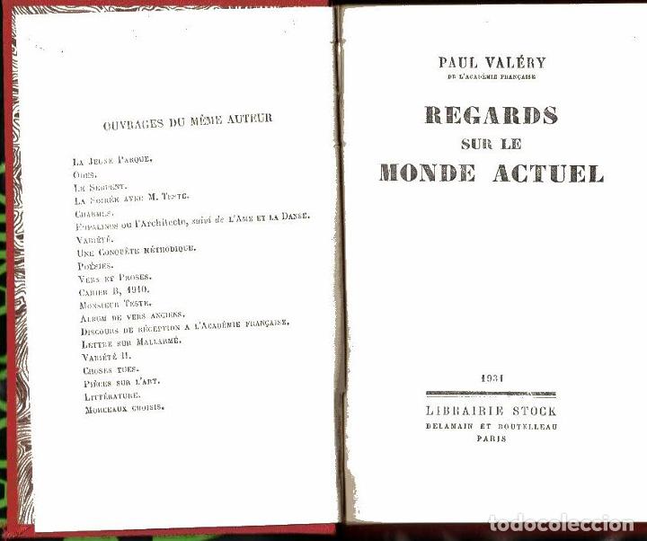 Libros: REGARDS SUR LE MONDE ACTUEL. - VALERY, Paul. - Foto 1