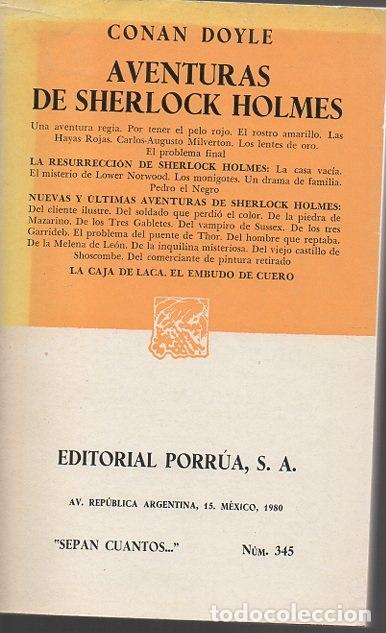 Libros: AVENTURAS DE SHERLOCK HOLMES. NUM. 345. - CONAN DOYLE, Sir Arthur. - Foto 1